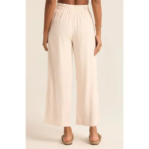 Z Supply Farah Pant Sandstone Linen Blend Wide Leg Trousers - Picture 5 of 7